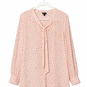Tie-Neck Long-Sleeve Polka Dot Blouse - Torrid Size 3